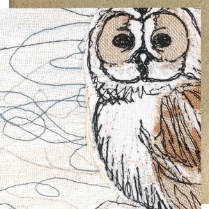 Winter Moon Owl Embroidery Art Card