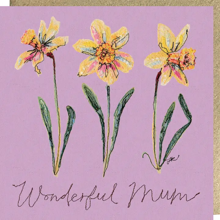 Daffodil Mother's Day Embroidery Art Card