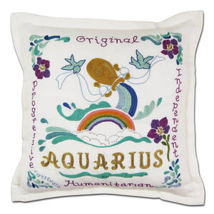 Hand-Embroidered Zodiac Pillow