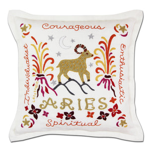 Hand-Embroidered Zodiac Pillow