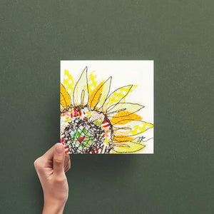 Summer Selvage Sunflower Embroidery Art Card