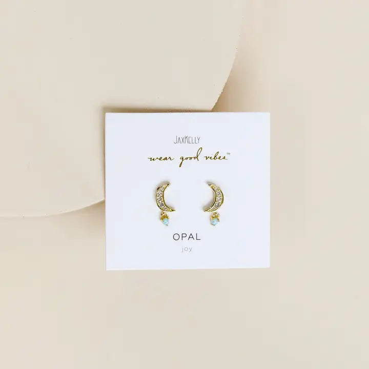 Opal Moon Drop Earrings