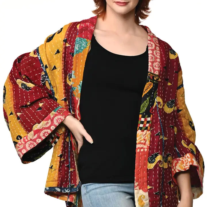 Reversible Cotton Kantha Kimono