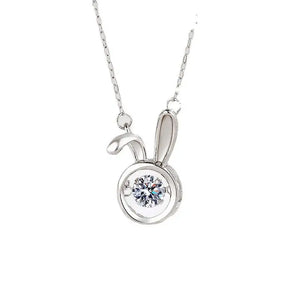 Dancing Diamond Bunny Charm Necklace