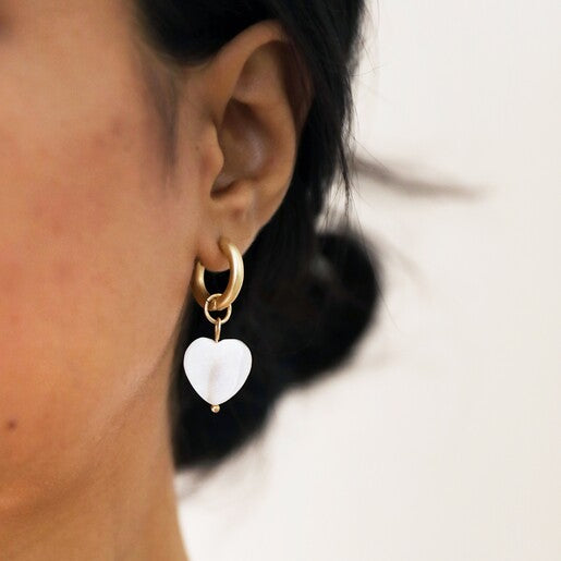 Pearl Heart Dangle Earrings