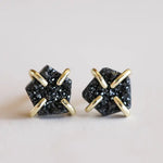 Druzy Prong Black Earrings