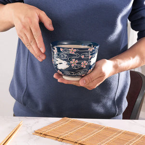 Cherry Blossom Donburi Bowl with Chopsticks