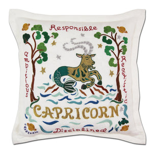 Hand-Embroidered Zodiac Pillow