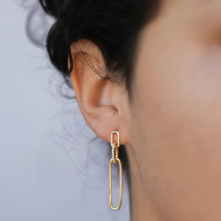 Pave Link Drop Earrings