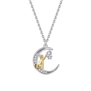 Cat, Moon, and Star Charm Necklace