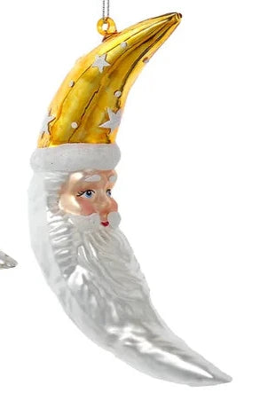 Yellow Santa Crescent Moon Ornament