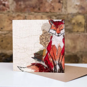 Thread Thief Fox Embroidery Art Card