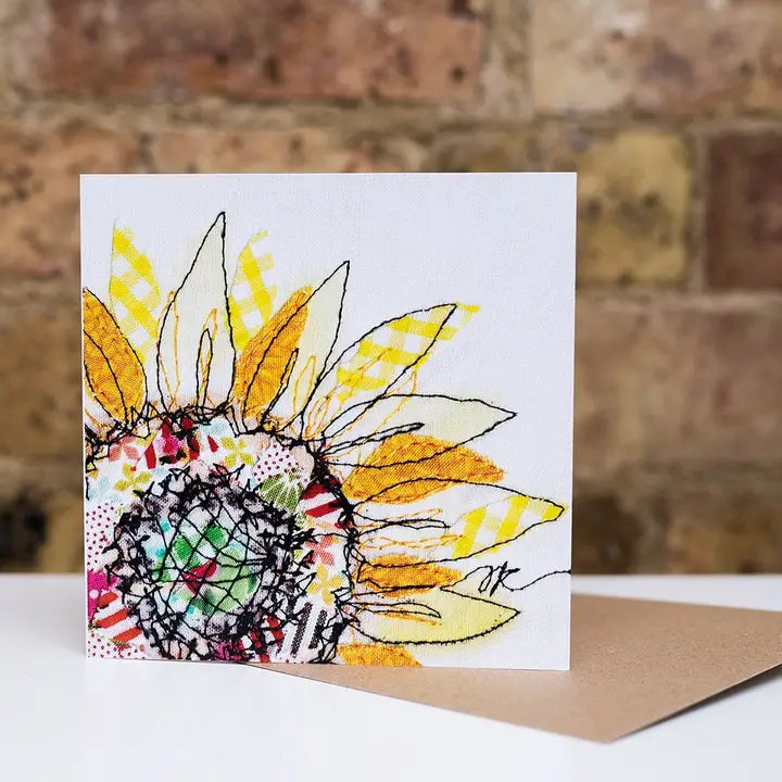 Summer Selvage Sunflower Embroidery Art Card