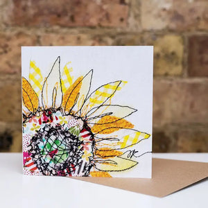 Summer Selvage Sunflower Embroidery Art Card