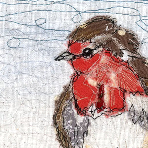 Rustic Robber Robin Embroidery Art Card