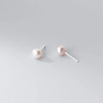 White Button Pearl Studs