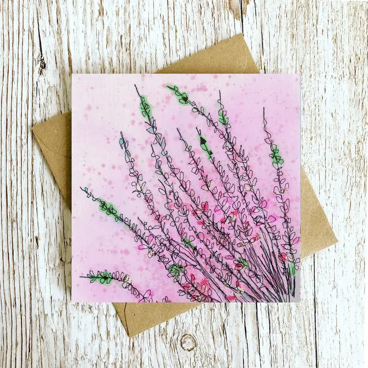 Wild Heather Embroidery Art Card