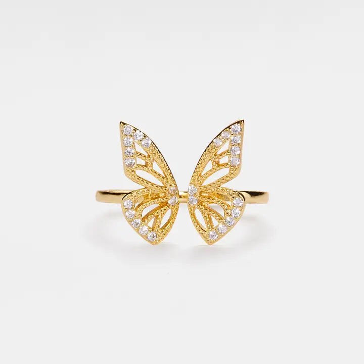 Gold Plated Butterfly Statement Ring