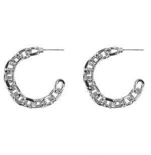 Silver Chain Hoop Earrings