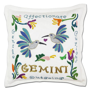 Hand-Embroidered Zodiac Pillow