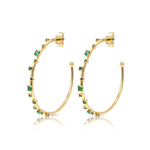 Gold Emerald Starry Hoops