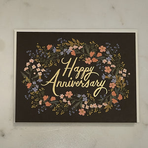 Floral Anniversary Card Black