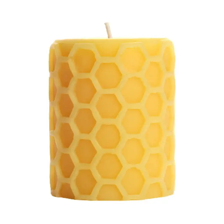 Honeycomb Beeswax Pillar Candle 3x3.5"H