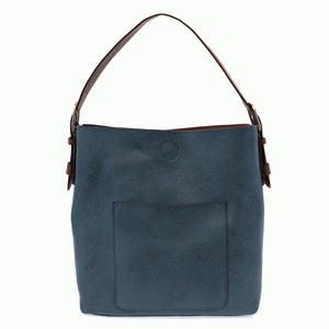 Dark Chambray Vegan Leather Hobo Handbag