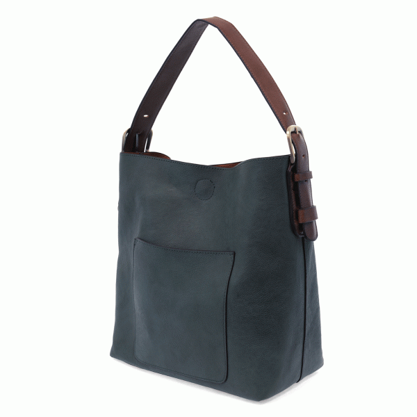 Dark Chambray Vegan Leather Hobo Handbag