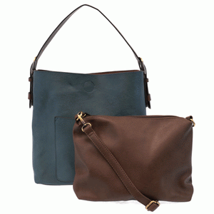 Dark Chambray Vegan Leather Hobo Handbag