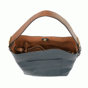 Dark Chambray Vegan Leather Hobo Handbag