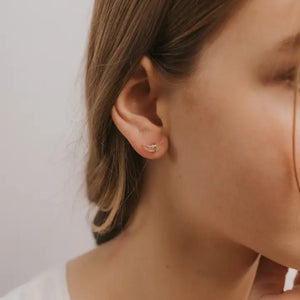 Clear Quartz Wrapped Moon Earrings