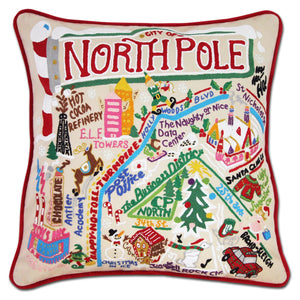 Whimsical Hand-Embroidered Geography Pillow