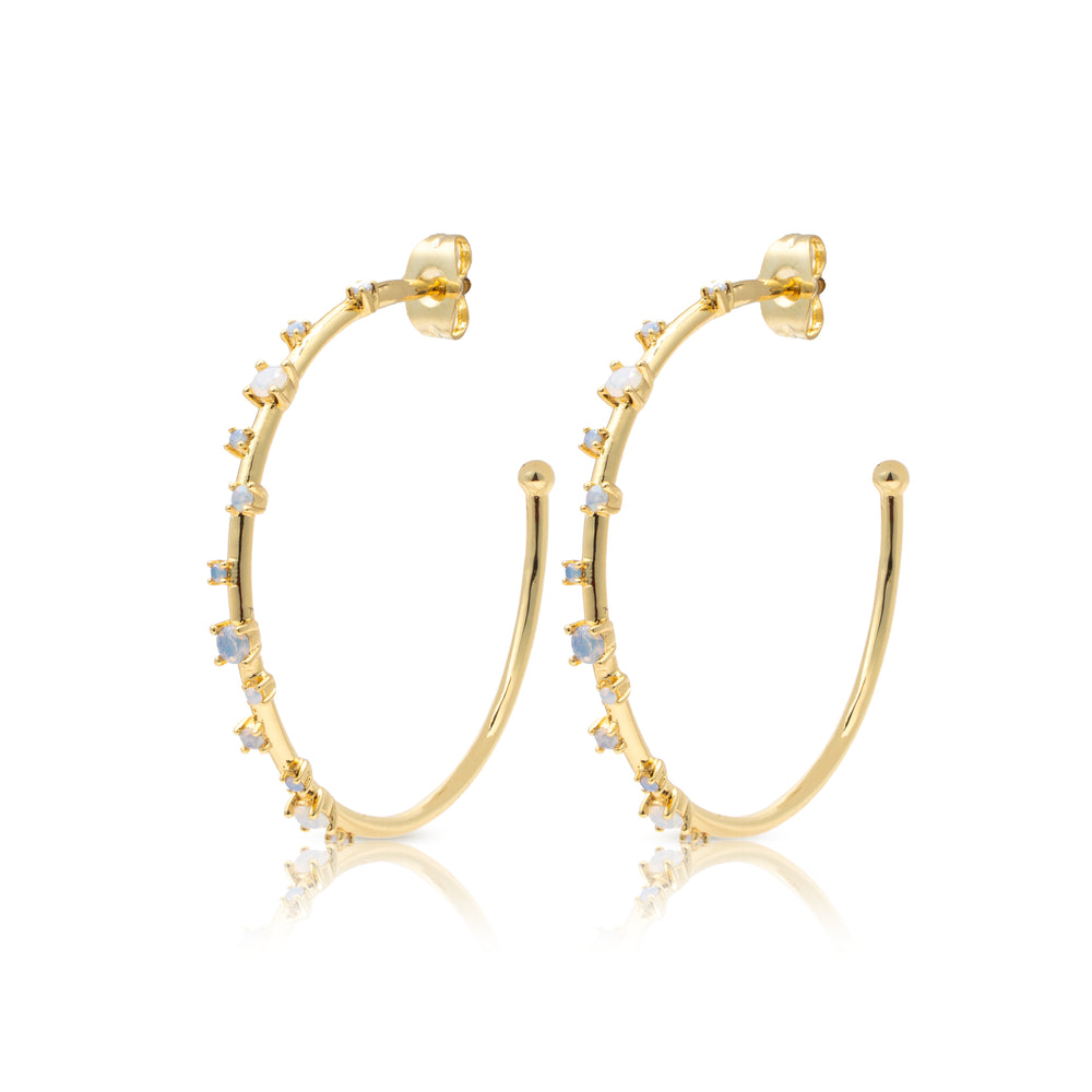 Gold Opal Starry Hoops