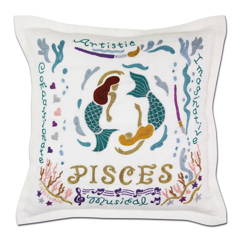 Hand-Embroidered Zodiac Pillow