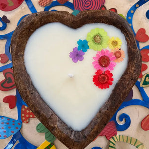 Floral Rainbow Heart Dough Bowl Candle