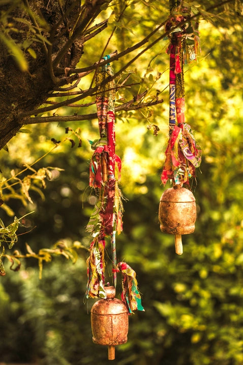 Copper Bell with Vintage Sari Fringe