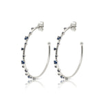 Silver Blue Starry Open Hoops