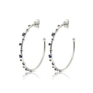 Silver Blue Starry Open Hoops