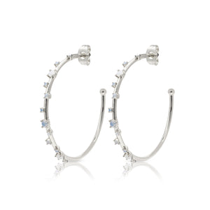 Silver Opal Starry Hoops