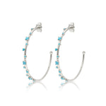 Silver Turquoise Starry Hoops