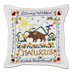 Hand-Embroidered Zodiac Pillow