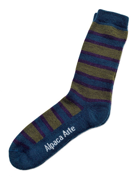 Teal Stripe Alpaca Socks