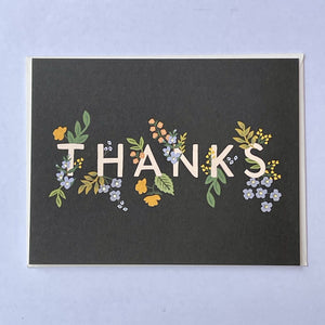 Thanks with Flowers Card Black