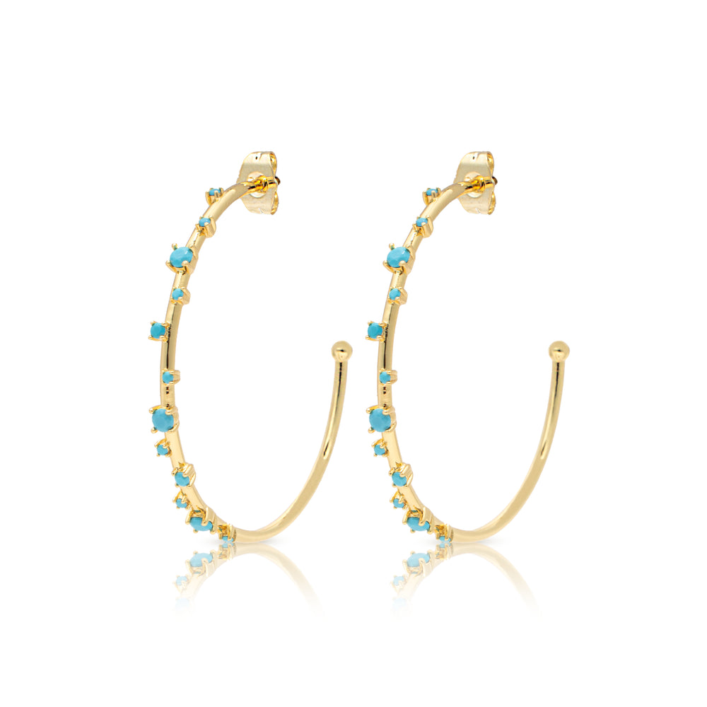 Gold Turquoise Starry Hoops