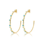 Gold Turquoise Starry Hoops