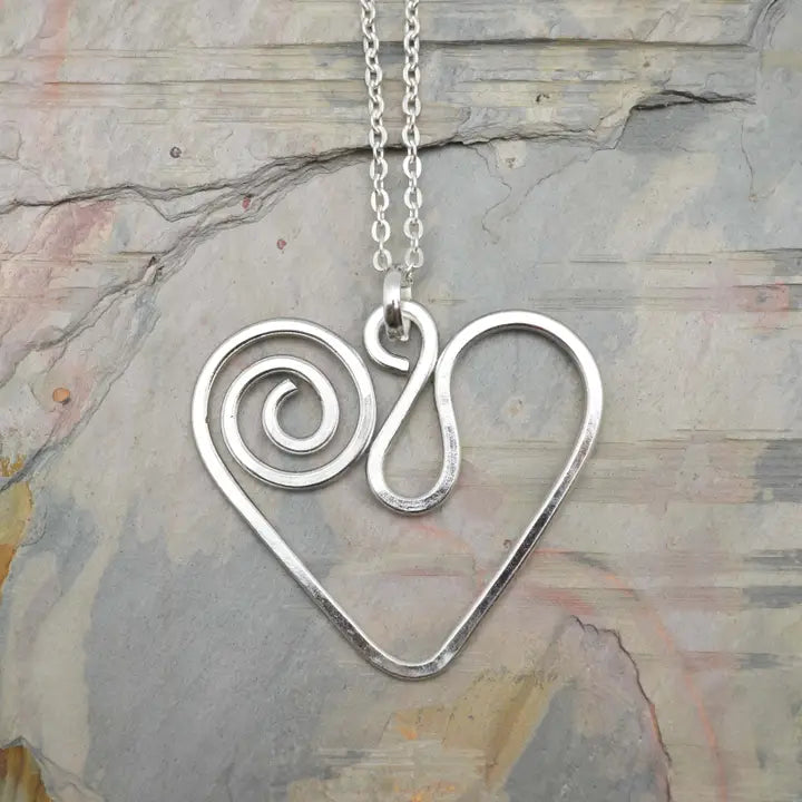 Silver Wire Heart Necklace