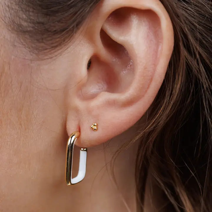 Rectangle Enamel Hoop Earrings