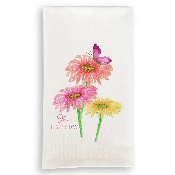 Zinnias with Butterfly Kitchen Towel