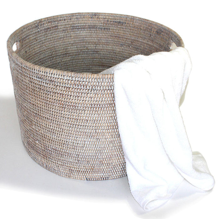 Round Open Storage Basket 20x20x14"H - White Wash